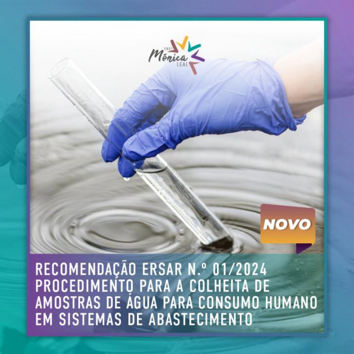 Recomendação ERSAR n.º 01/2024 - Procedimento para a colheita de amostras de água para consumo humano em sistemas de abastecimento